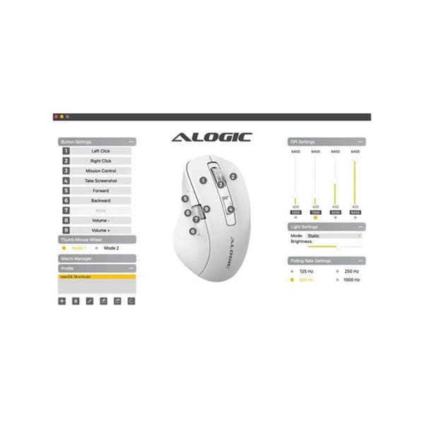 Trådlös Gaming Mus Modell Apex Ergonomisk 7 Programmerbara Knappar A-Logic Vit Vit