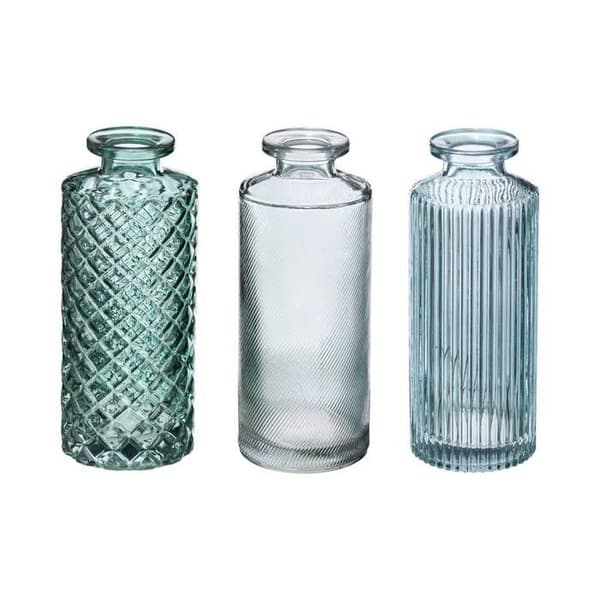 Set med 3 soliflore grön D5,4cm Blå