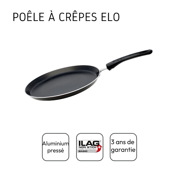 Crepepanna i aluminium 24 cm Elo Bratprofi - Svart - Non-stick - Alla värmekällor inklusive induktion Svart