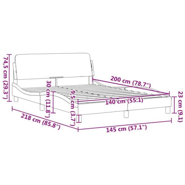 vidaXL Dover sängram svart 140x200 cm sammet 373194