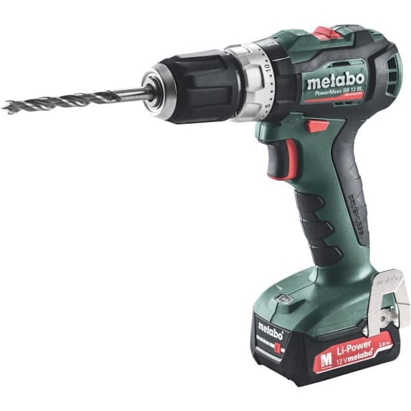 Sladdlös slagborrskruvmejsel - METABO - PowerMaxx SB12BL - 2 2Ah batterier - 1650 rpm - 12V Grön