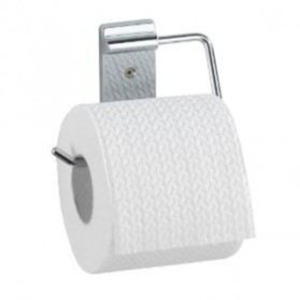 WENKO Vägghängd toalettpappershållare, öppen toalettpappershållare, Basic, Rostfritt stål, 12,5x10,5x1,5cm, Blank