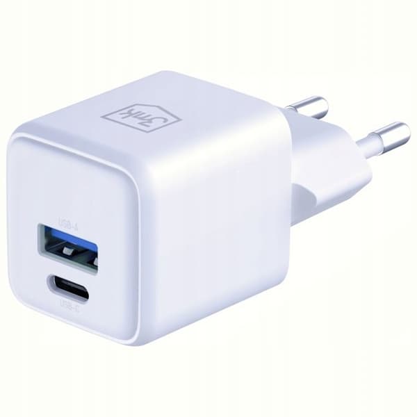 Laddare 3mk Hyper GaN 20 W QC4+ PD PPS USB-C USB-A Vit