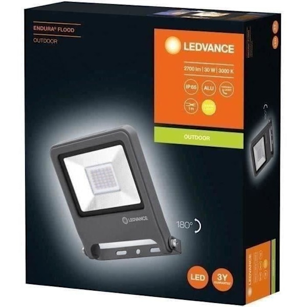 LED utomhusstrålkastare - LEDVANCE - 30 W - 2400 lm - IP65 - Aluminium - Mörkgrå Mörkgrå