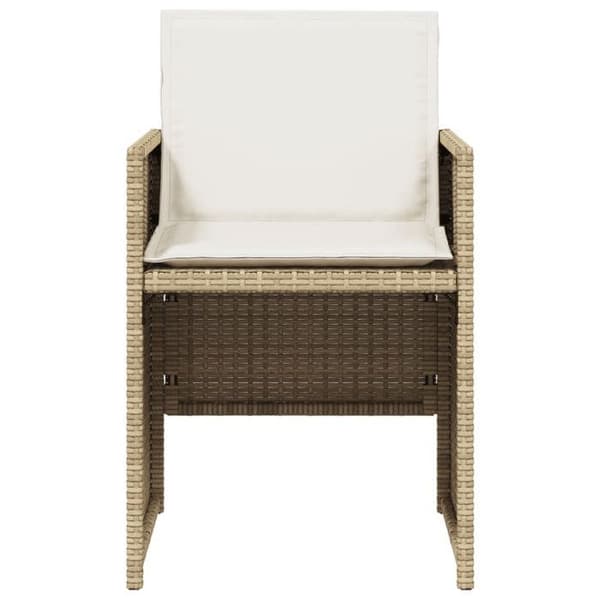vidaXL Trädgårds matsalsset med kuddar 5 delar Beige polyrotting 365083
