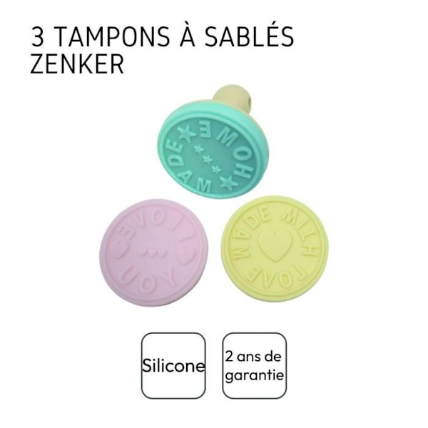 Set med 3 bakstubbar för kakor Zenker Rosa, Gul, Blå