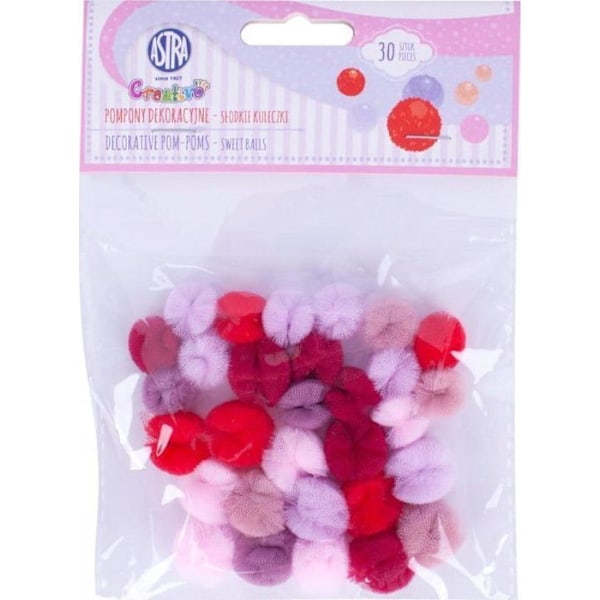 Pompon - kit pompon Astra - 335122009 - Pompons Spets 15mm 6 färger 30 stycken