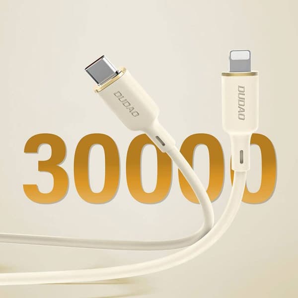 Förstärkt 2 i 1-kabel SR USB-C - USB-C / Lightning 100 W 1,2 m beige