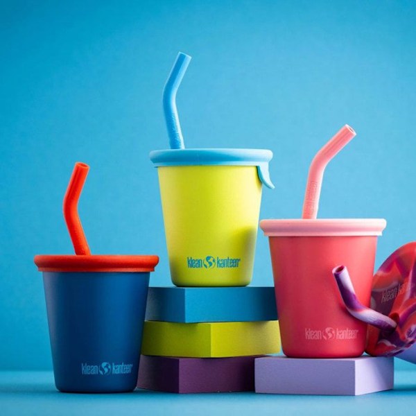 Gobelet i rostfritt stål 296 ml med sugrörslock Röd - KLEAN KANTEEN Röd
