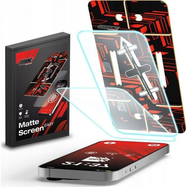 Skyddsglas - GRIZZGLASS - MatteScreen Easy - 2-pack - För iPhone 16 Pro - Skärmskydd