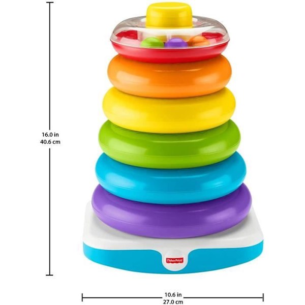 Fisher-Price - Giant Rainbow Pyramid - Early Learning Toy - Från 12 månader GJW15 Flerfärgad