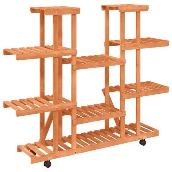 vidaXL Blomsterställ med hjul 110x25x115 cm Solid Gran Wood 362860