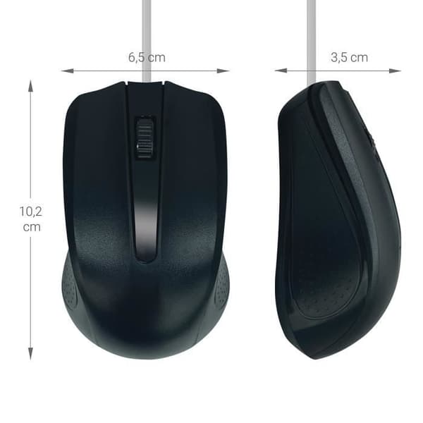 Optisk mus - WAYTEX 65106 - Trådad - 1000 DPI - 3 knappar