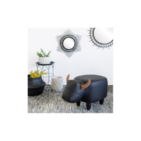 Taburett - BALVI - KOSSAN - Syntetiskt läder - 59 cm - Modern design Svart