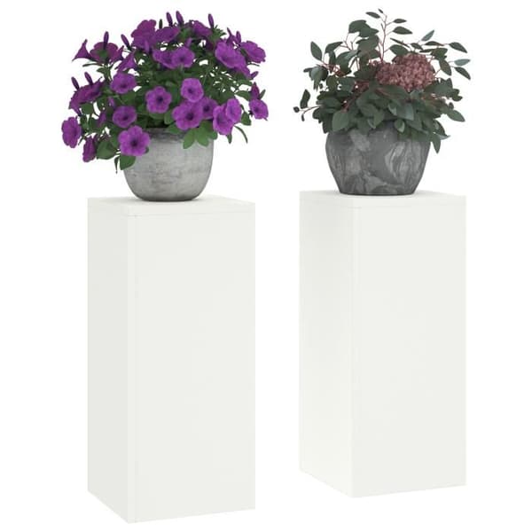 Stöd för utomhusväxter - vidaXL - Vit - Stål - 24x24x55 cm (set om 2) Vit