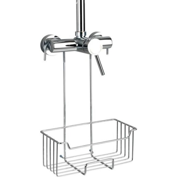 WENKO Milo duschhylla, hängande duschkorg, upphängning utan borrning, rostfritt stål, D14xL25xH36, blank