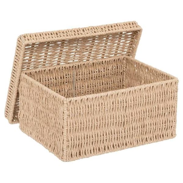 Set med 2 dokumentlådor "Kord" i flätat papper - 5five beige