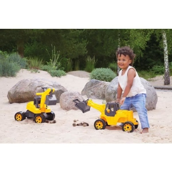 Grävmaskin - LENA - GIGA TRUCKS SM02217 - Gul och Grå - Plast och Trä - 3 år och uppåt Grå, gul