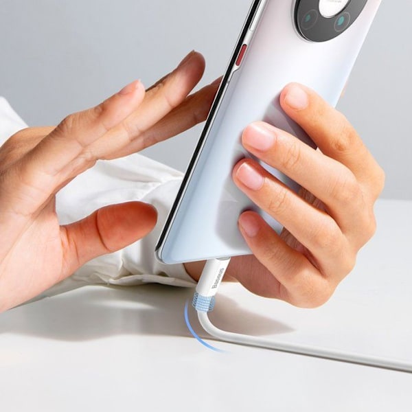 Baseus - Högkvalitativ datakabel (CAYS001002) - USB till Typ-C, 65W, 2m - Vit