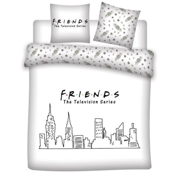 Bäddset - VÄNNER - 240x220 cm - 100% polyester - Tvättbart - Sovrum