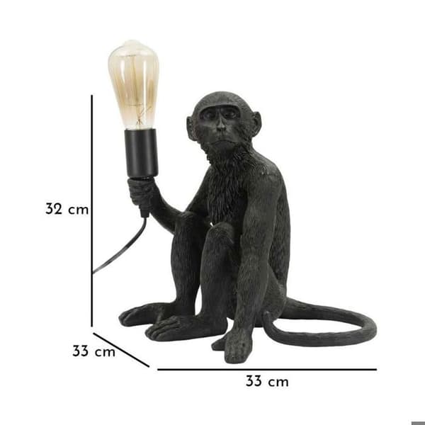 Bordslampa i polyresin Monkey 33 x 33 x 32 cm svart