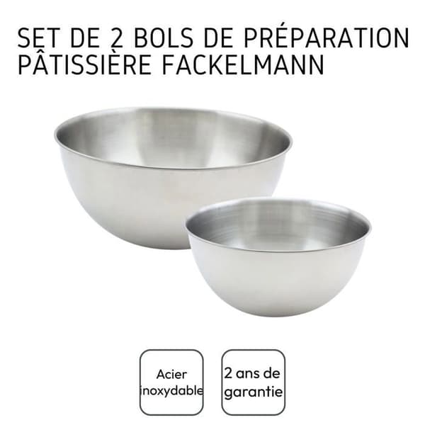 Set med 2 blandskålar i rostfritt stål 20,5 och 25 cm Fackelmann Basic Rostfritt stål
