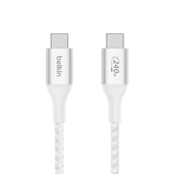 USB-C laddningskabel - BELKIN - 1 m - förstärkt - flätad skena - vit Vit