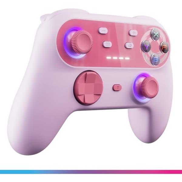 Spelkontroll - ONIVERSE - Walli - Trådlös Bluetooth - Hall Effect joysticks - Kompatibel med Switch & PC Rosa (Godisrosa)