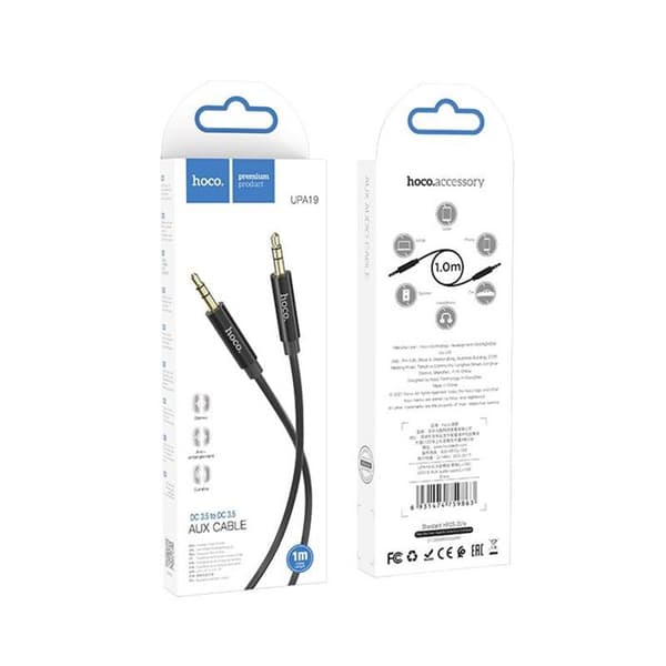 Ljudkabel - HOCO - UPA19 - Jack 3,5 mm - 1 m - Svart