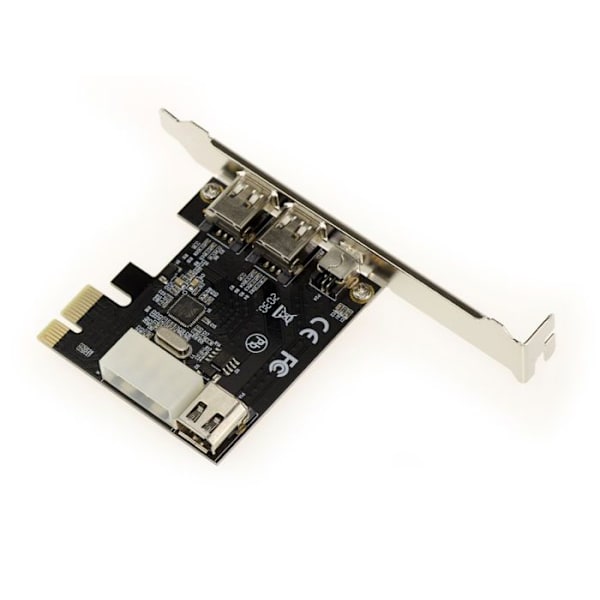 PCI EXPRESS PCIe till FireWire 400 IEEE1394a 2+1 port 6-punkts och 4-punktskort med Via VT6315 Chipset. Med Ilink sladd och