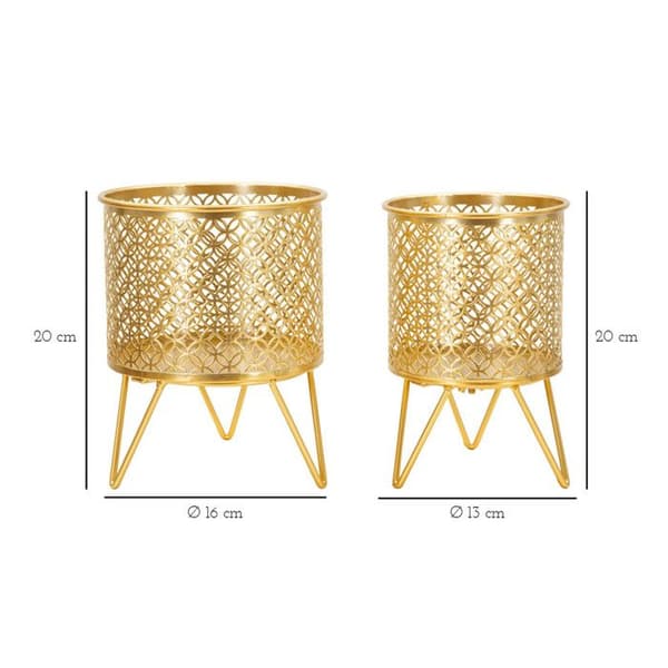 Set med 2 Design Blomkrukor "Ceci" 20cm Guld guld-