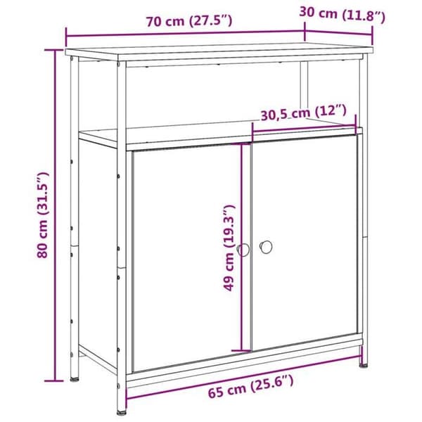 vidaXL Buffé gammalt trä 70x30x80 cm ingenjörsträ 857472