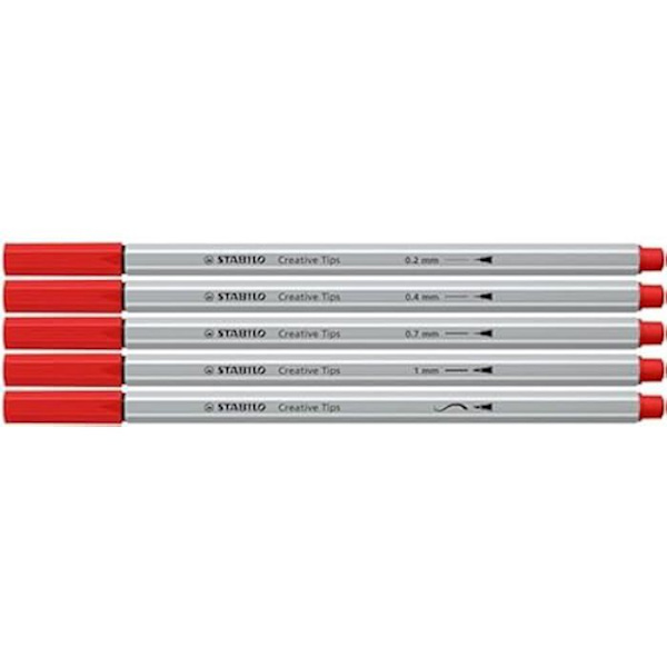 Feutertusch - STABILO - Creative Tips - Metallask 30 pennor - Spetsar 0,2 till 1 mm - Flerfärgad 6 klassiska färger