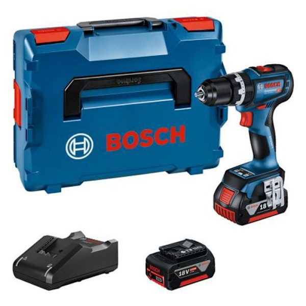 18V GSB 18V-90 C slagborrskruvmejsel + 2 GBA 4Ah batterier + laddare i L-BOXX box - BOSCH - 06019K6103