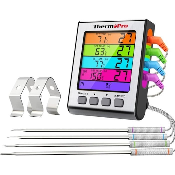 ThermoPro TP17H Termometer Ugn Termometer för Matlagning med 4 Temperatursonder för Ugn Grill Bakning Ther