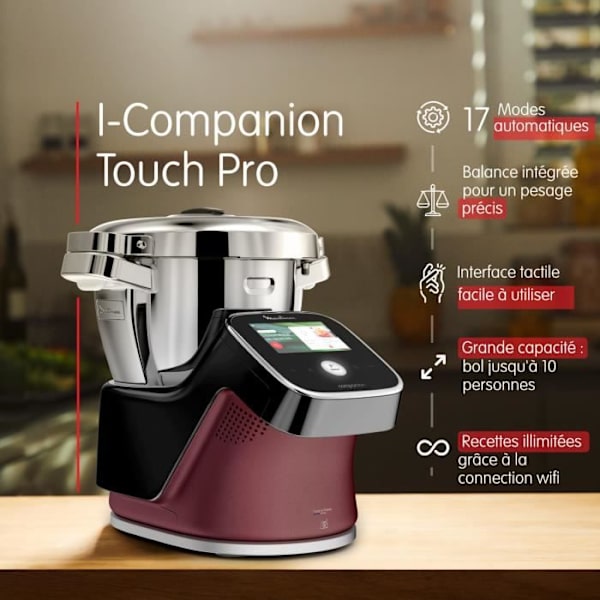 MOULINEX HF93E610 i-Companion Touch Pro Matberedare, Integrerad våg, 17 program, Exklusiv applikation, Obegränsat med recept svart