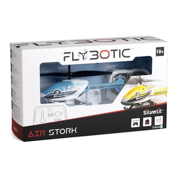 FLYBOTIC - Air Stork - 18 cm fjärrkontrollhelikopter - 2-kanals infraröd teknik inomhusflyg - åldrar 10+ -