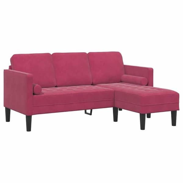 Soffgrupp i Vinröd 173 x 131 x 67 cm Sammet