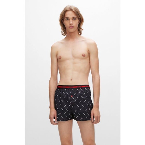 Boxer - kort Hugo - 50469774 - Herrar Vevd Boxer TWINPACK Tvåpack Boxer i Bomull med Logotyp i Midjan Svart jag
