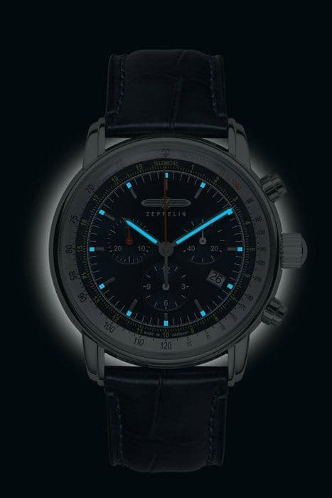 Klocka - 8888 - Man - Klocka med chronograf - Rostfritt stål - Blått läder Silver