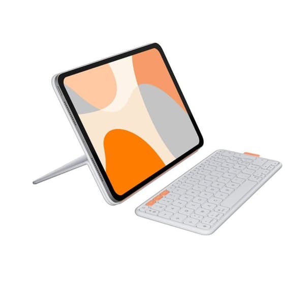 Tangentbord - Logitech - Flip Folio - Bluetooth - Framside- och baksideskydd - Ljusgrå