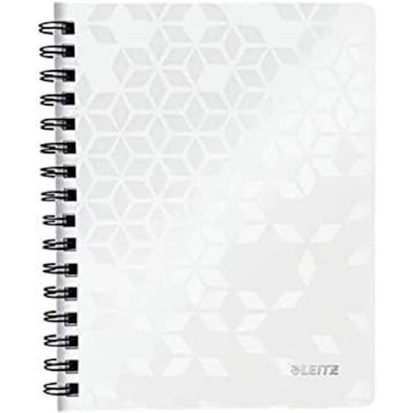 Leitz Notebook - 46390001 -, A5 PP fodrad spiral anteckningsbok, 160 sidor 80g/m, WOW, Vit,