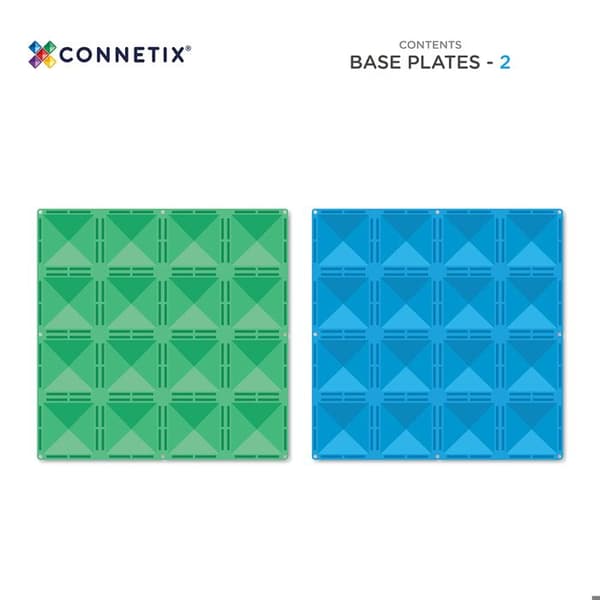 CONNETIX Byggplattor Magnetiska Regnbåge Blå och Grön Paket med Basplattor, 2 Stycken Regnbåge
