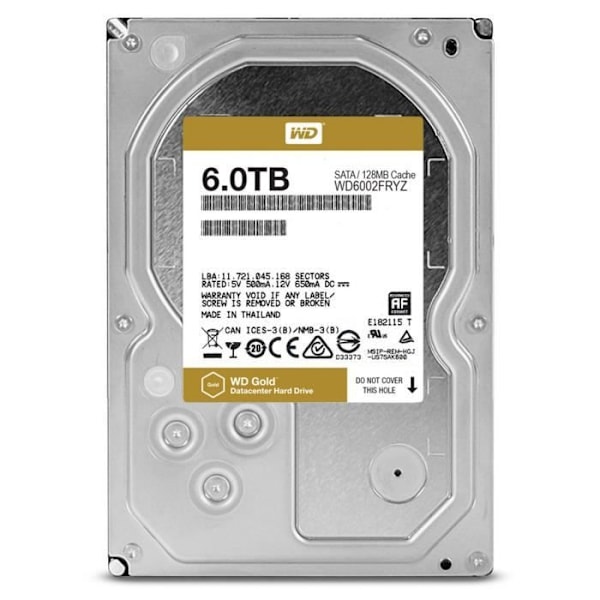 Guld intern hårddisk - 6TB - 128MB - 3,5" WD6002FRYZ - Western Digital
