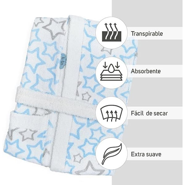 Barnrok - TI-TIN - Stjärnmönster - Mjuk - Absorberande - 1 till 2 år Himmelsblå