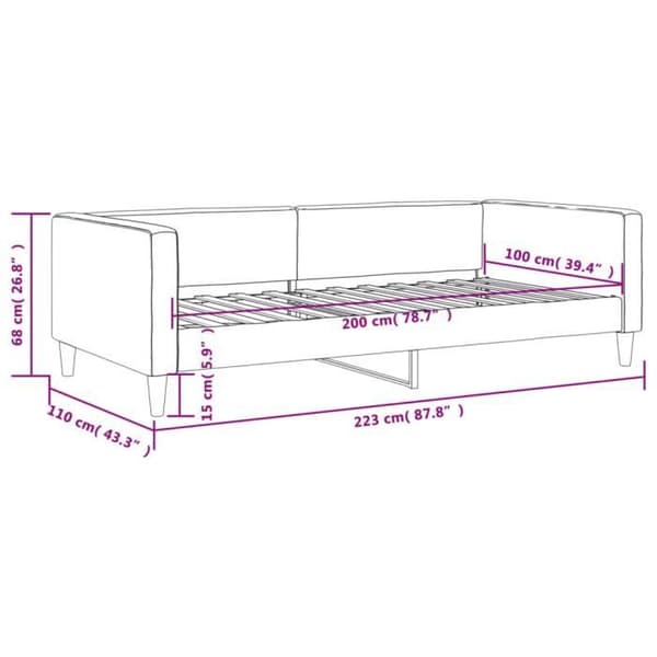 vidaXL Grå sängsoffa 100x200 cm tyg 353989
