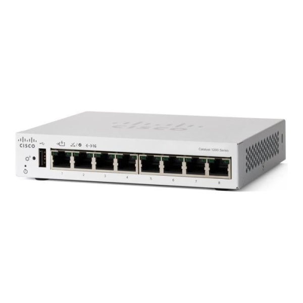 - Cisco - Cisco Catalyst 1200-8T-D - Switch - gigabit ethernet - C3 - intelligent - 8 x 10/100/1000 - stationär - PoE (67 W)