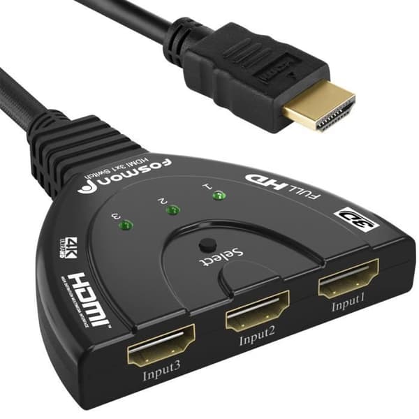 Fosmon Automatisk HDMI-switch 4k - Switch 3 Ingångar 1 Utgång - HDMI-switch - UHD HDR 3D 1080p HDCP