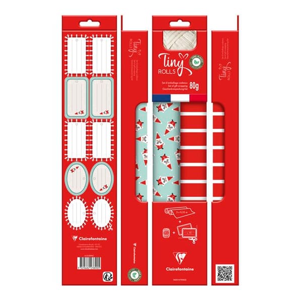 Presentpapper i Clairefontaine-papper (x2) röd/blå