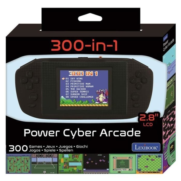 Portabel Compact Power Cyber Arcade®-konsol - 2,8-tumsskärm 300 spel Svart